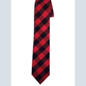 NWOT J Crew Cotton Tie Black Red Lattice Check Men's